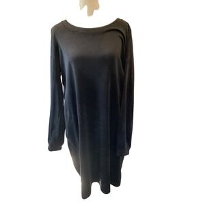 Pure Jill Womens Velour Velvet Long Sleeve Shift Dress Size M Black Lagenlook